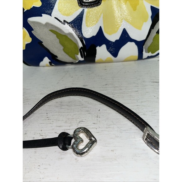brighton handbag shoulder strap Vinyl/canvas Yellow Flowers Blue Accents 12x6 - Picture 4 of 13